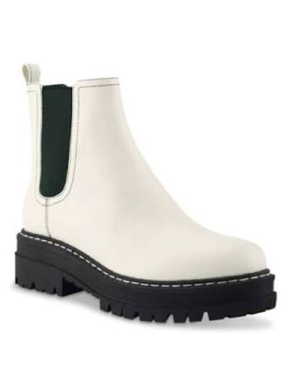 Marc Fisher White Chelsea Lug Boot with Black Elastic
